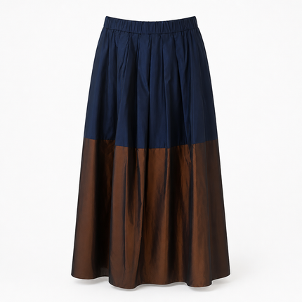 Rosso35 Two Tone Skirt – Navy/Brown