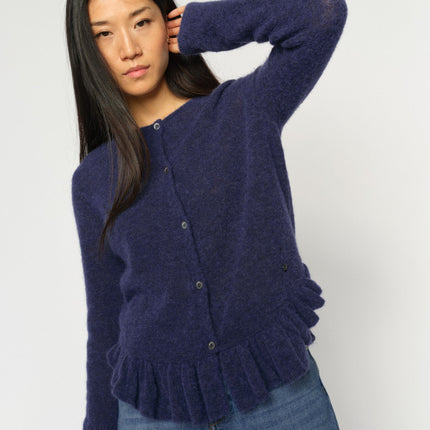 Mos Mosh Alice Cardi with frill detail navy blue