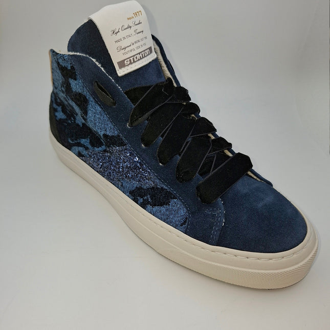 Stokton Bolt D denim and velvet high top runner