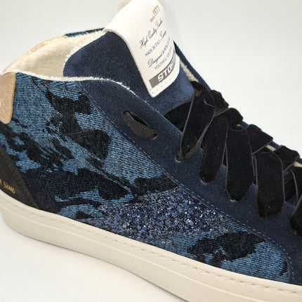 Stokton Bolt D denim and velvet high top runner