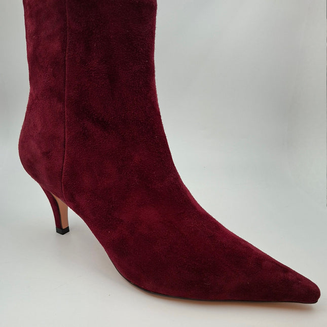 Lola Cruz Suede Ankle Boot - Burgandy