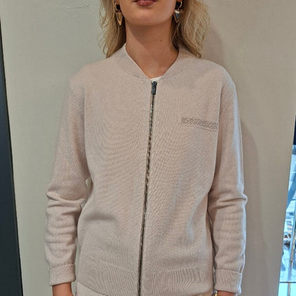 Peserico S99380F12 Zip up fine knit cardi