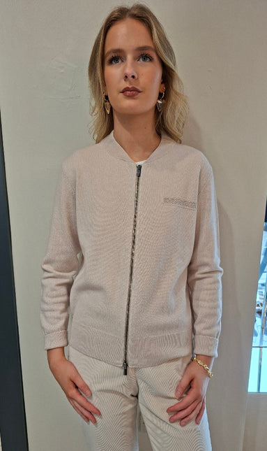 Peserico S99380F12 Zip up fine knit cardi