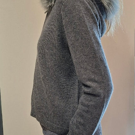 Dom Goor GDG2503 zip sweater with fur hood