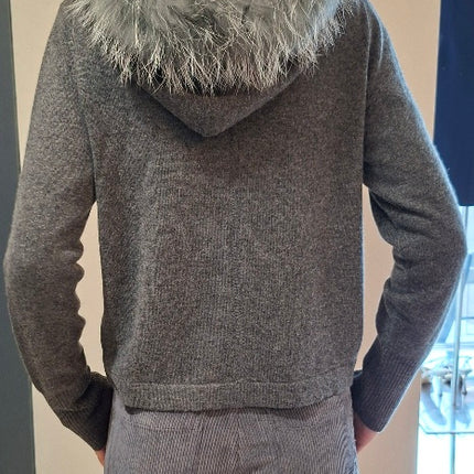 Dom Goor GDG2503 zip sweater with fur hood
