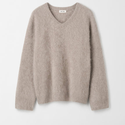 SOFT GOAT v neck brushed cashmere knit long