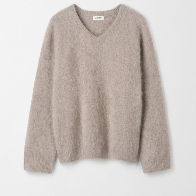 SOFT GOAT v neck brushed cashmere knit long