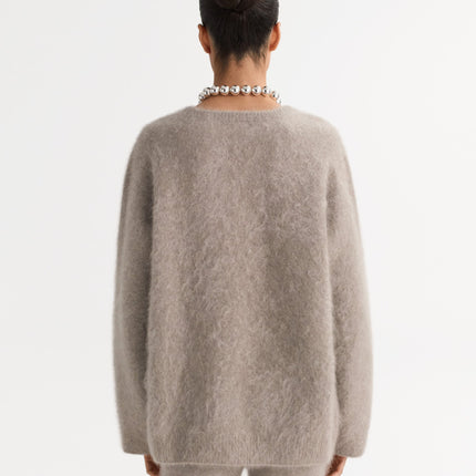 SOFT GOAT v neck brushed cashmere knit long
