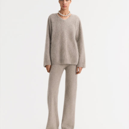 SOFT GOAT v neck brushed cashmere knit long