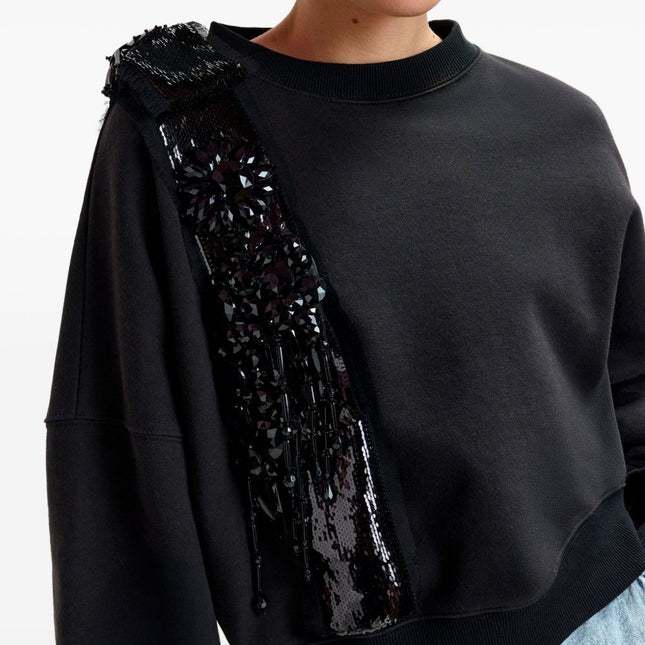 Essentiel Antwerp Ijoux jet beaded sweatshirt black