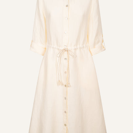 120 Lino W4PLB Midi shirt dress with drawstring waist
