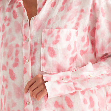 120 Lino W4PJ4 Printed Linen Shirt Dress