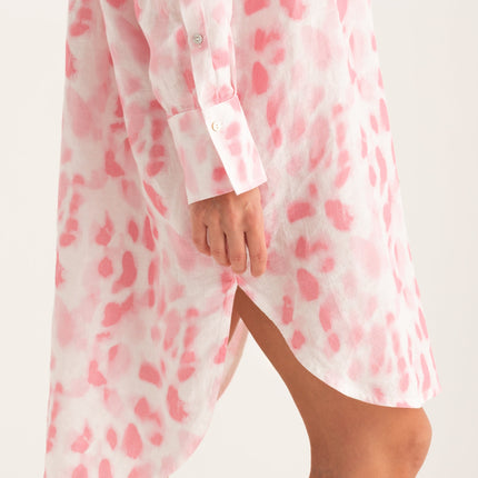 120 Lino W4PJ4 Printed Linen Shirt Dress