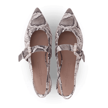 Kennel and Schmenger  Greta Snakeskin Shoe flat shoe with jewel buckle