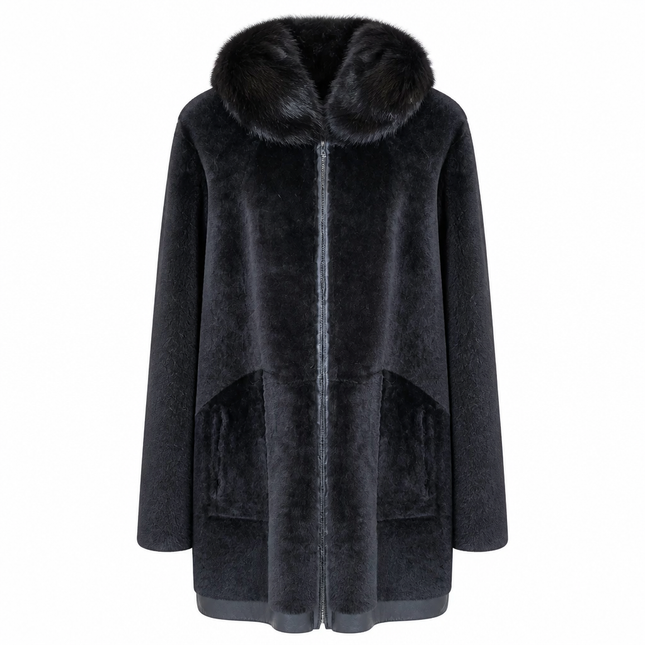 Dom Goor Sheepskin Reversible Parka - Black