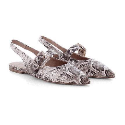 Kennel and Schmenger  Greta Snakeskin Shoe flat shoe with jewel buckle