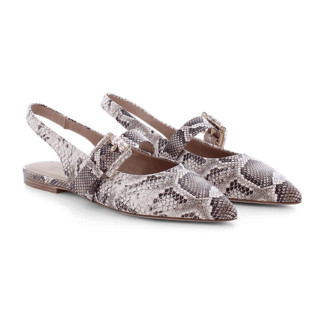 Kennel and Schmenger  Greta Snakeskin Shoe flat shoe with jewel buckle