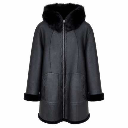 Dom Goor Sheepskin Reversible Parka - Black