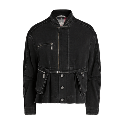 High Keira zip washed denim jacket