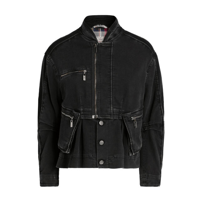 High Keira zip washed denim jacket