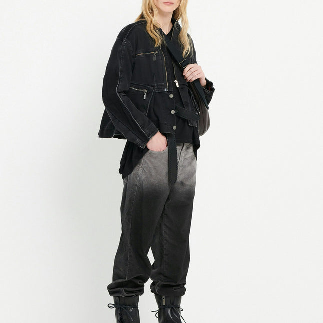 High Keira zip washed denim jacket