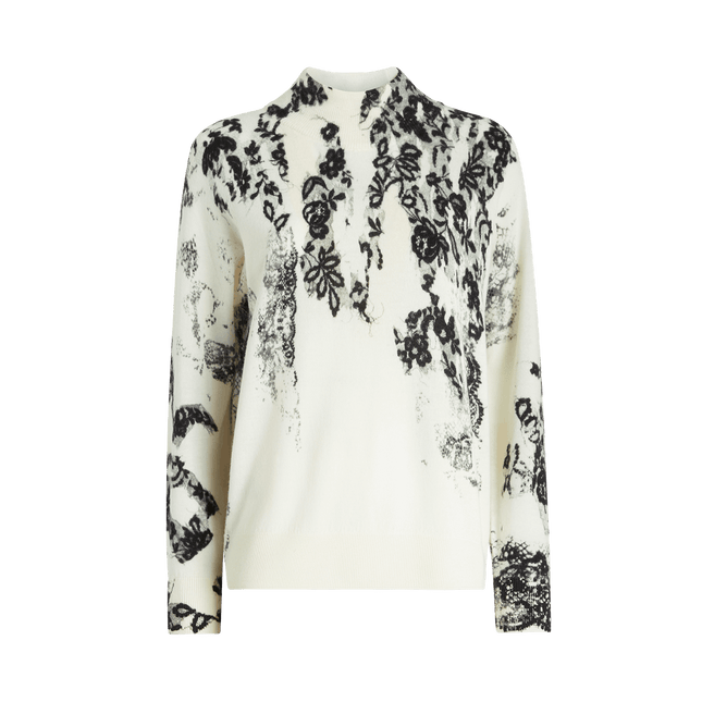 HIGH Ramsey turtle neck knit cream/black floral