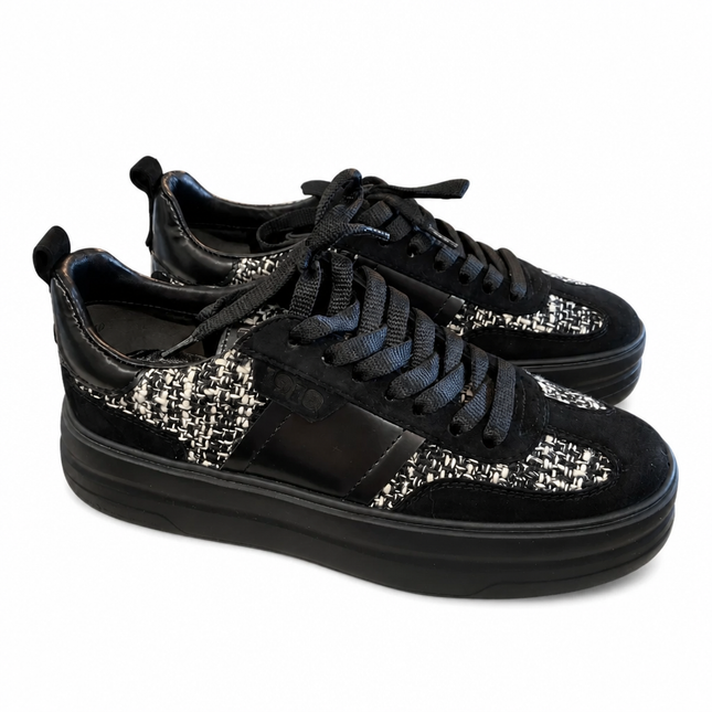 Kennel and Schmenger Leather & Tweed Trainer - Black