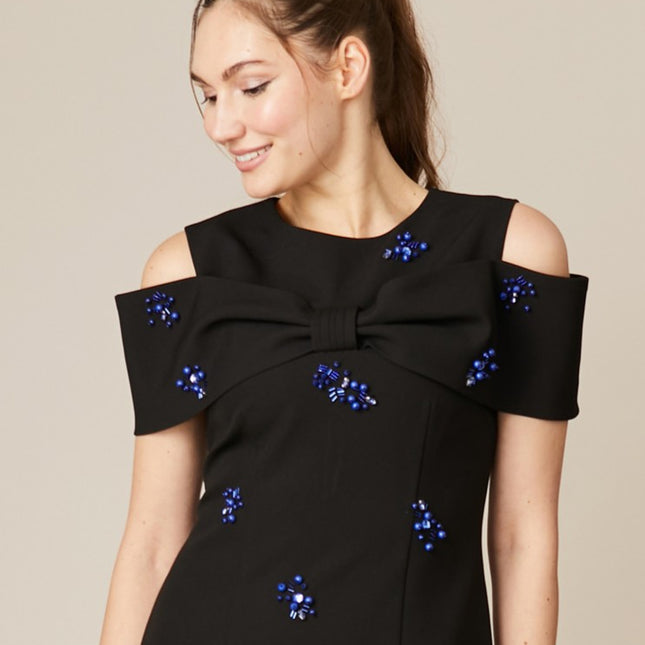 Fee G Phoebe off shoulder dress with beading