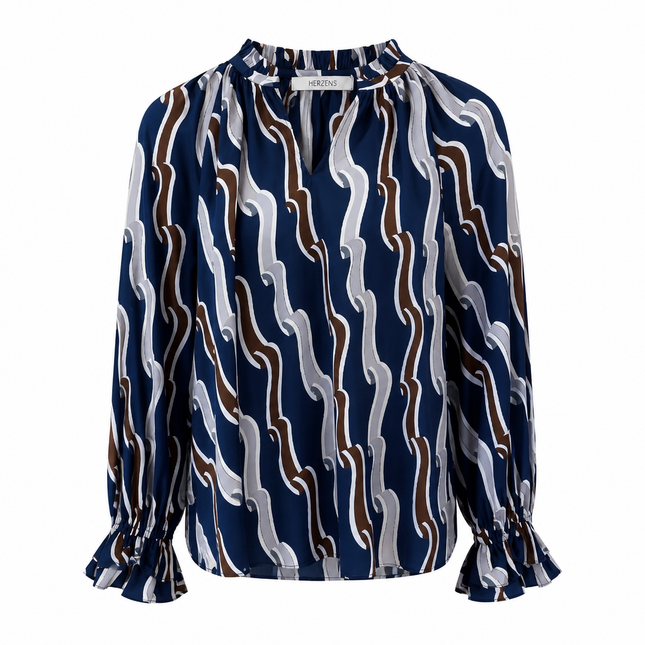 Herzens Silk Tunic – Night Blue Multi