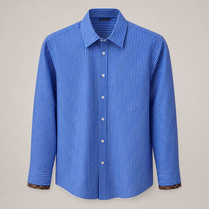 Rosso35 Stripe Paisley Cuff Shirt – Blue