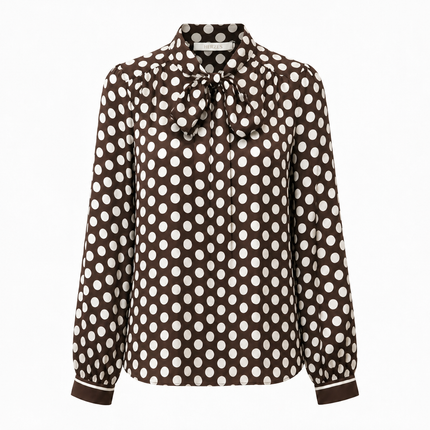 Herzens Silk Blouse – Black Coffee Creamy