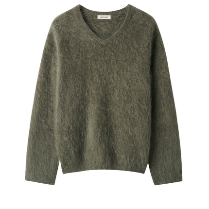 SOFT GOAT v neck brushed cashmere knit long