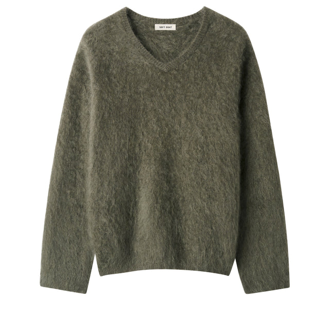 SOFT GOAT v neck brushed cashmere knit long