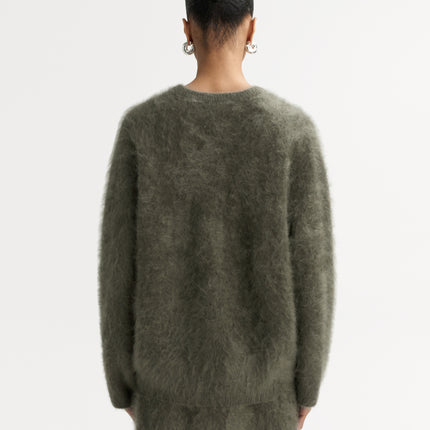 SOFT GOAT v neck brushed cashmere knit long