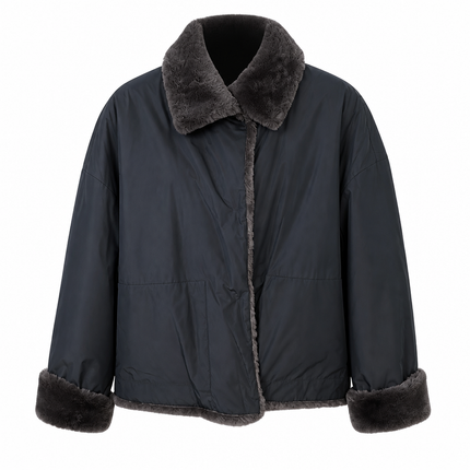 Rosso35 Faux Fur Reversible Waterproof Jacket – Brown/Black