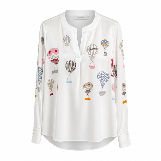 Herzens Silk Tunic – Grey Pink Multi