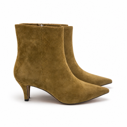 Lola Cruz Suede Ankle Boot - Olive