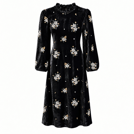 Fee G Astrid Velvet Dress - Black