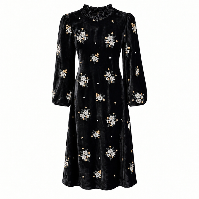 Fee G Astrid Velvet Dress - Black