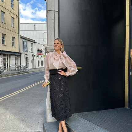 And Tate Fabiola beaded and textured skirt