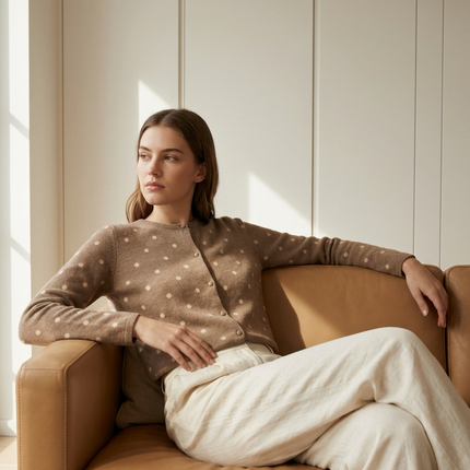 Majestic Polka Cardigan – Havana
