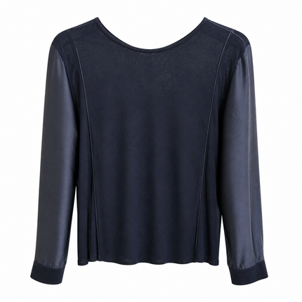 Purotatto Blouse With Silk Sleeves – Navy