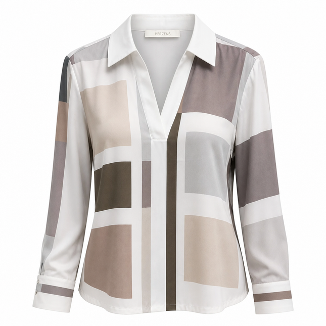 Herzens Silk Blouse - Limestone Multi