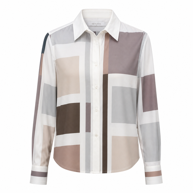Herzens Silk Shirt – Limestone Multi