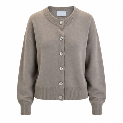 Hemisphere - Round Neck Cardigan - Mushroom