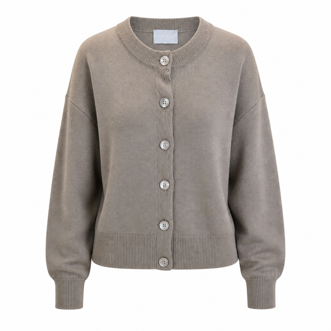 Hemisphere - Round Neck Cardigan - Mushroom