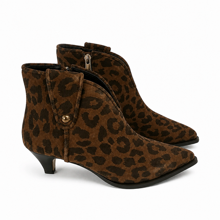 Jeannot Heel Ankle Boot - Leopard