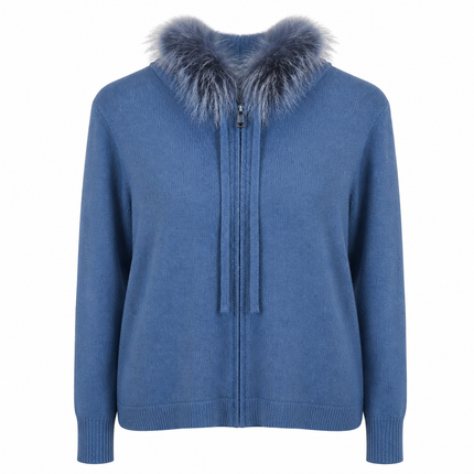 Dom Goor Fur Trim Hoodie - Blue