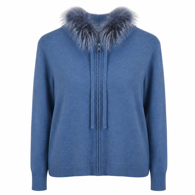 Dom Goor Fur Trim Hoodie - Blue