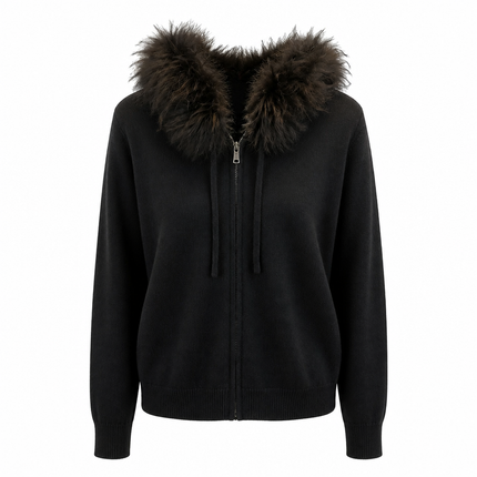 Dom Goor Fur Trim Hoodie - Black